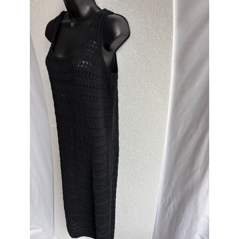 Old Navy Cotton Fitted Sleeveless Crochet Swim Cover Up Midi Dress Black Size M - Picture 5 of 12
